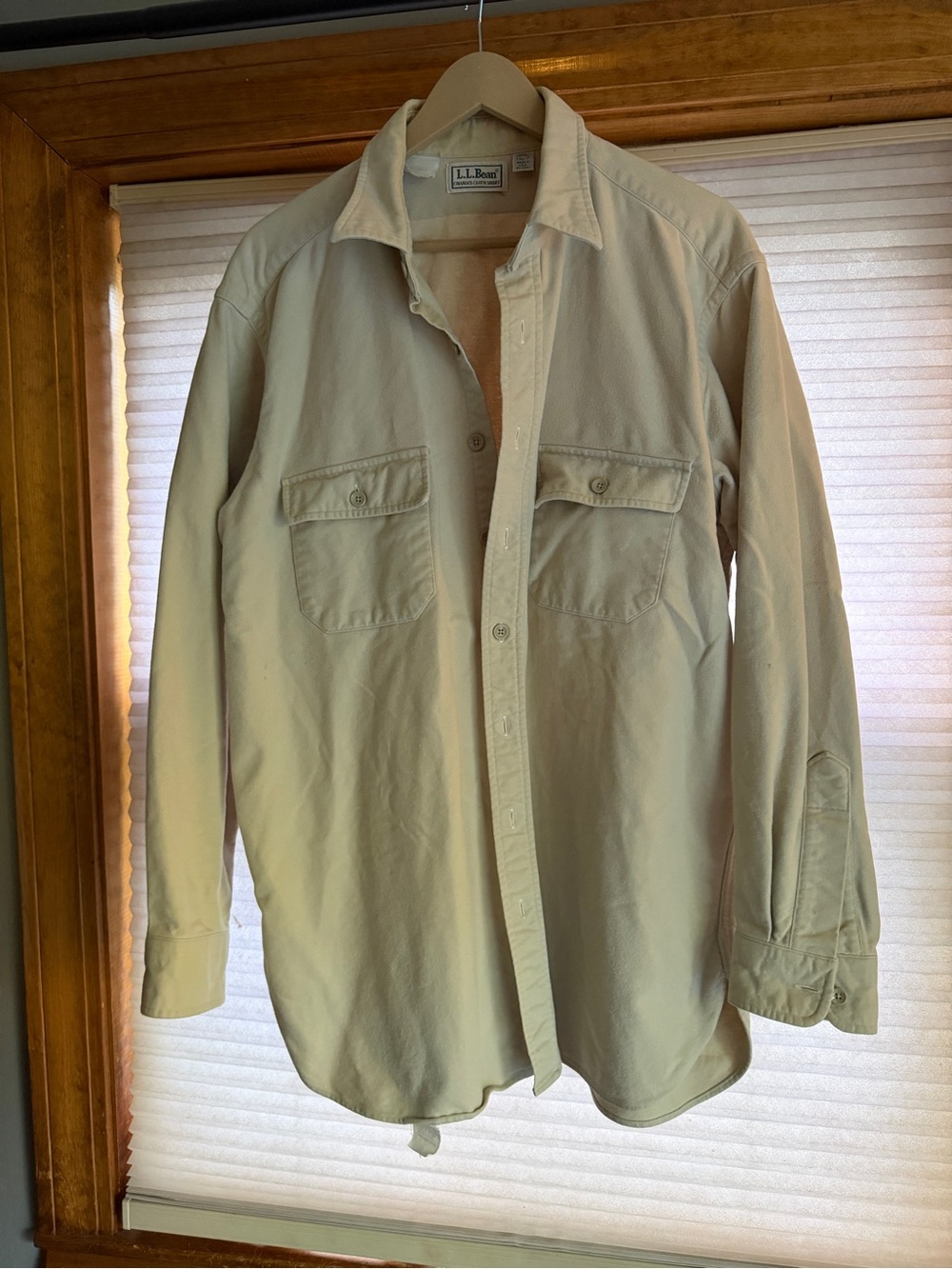 Vintage L.L. Bean Men's Casual Button-Front Beige Workshirt Jacket 0211
